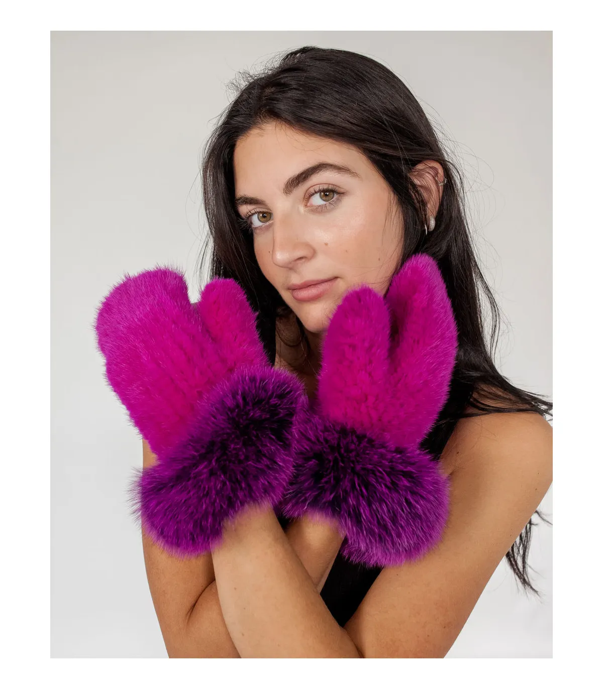 Mink Fur Mittens Fox Fur Trim FurHatWorld