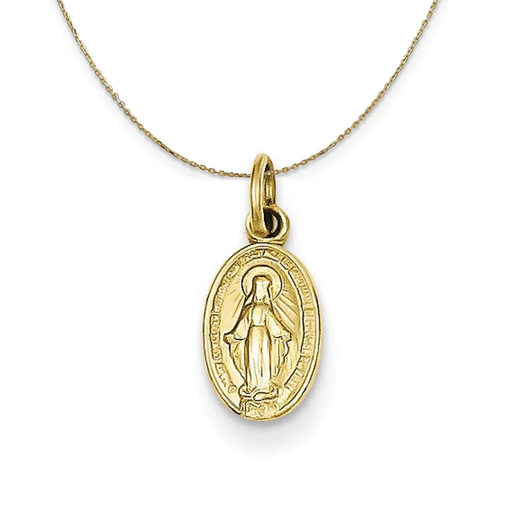 Yellow Gold Tiny Miraculous Medal Necklace