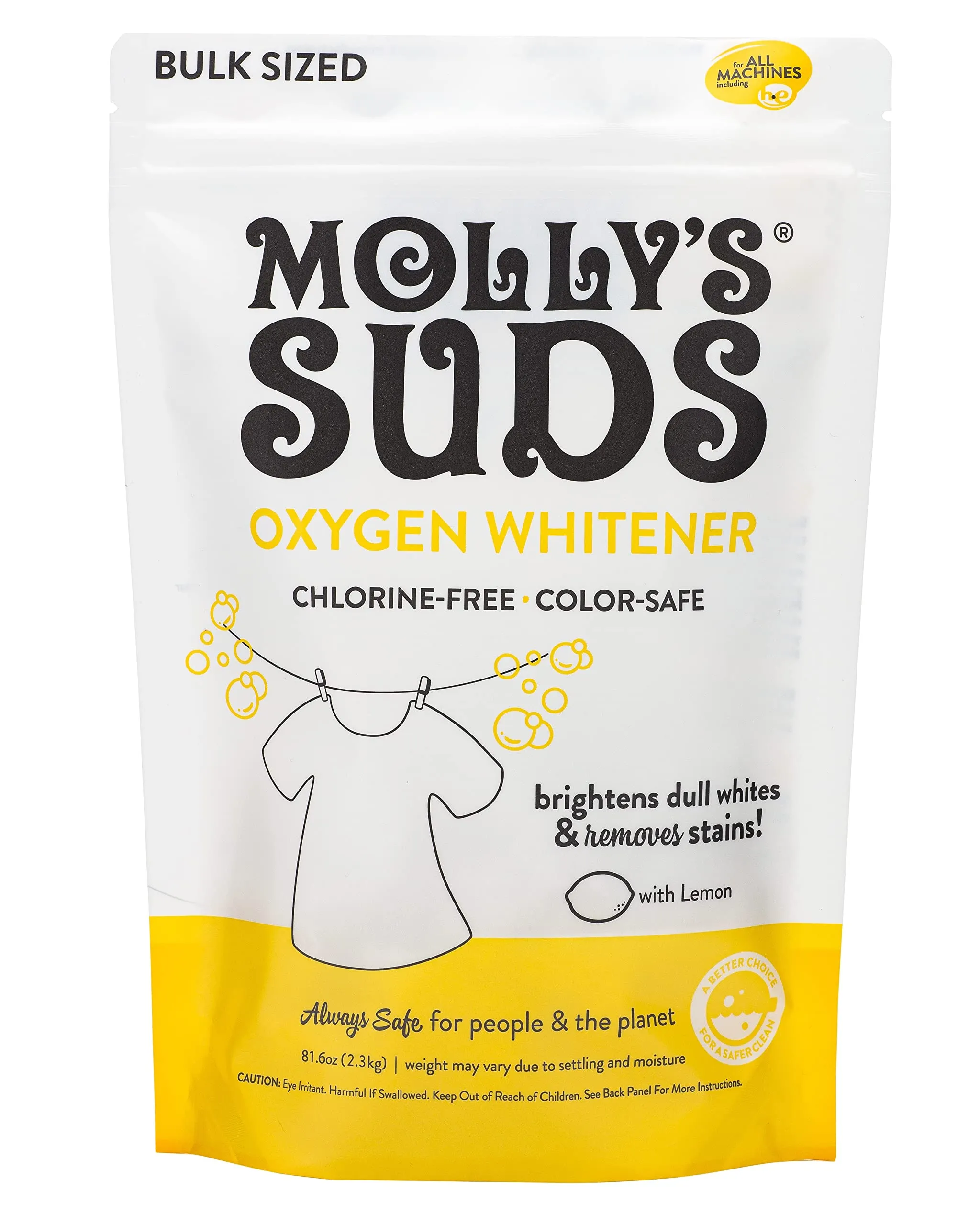 Molly's Suds Natural Oxygen Whitener | Natural Bleach Alternative, Plant-Derived Ingredients | Whitens Brights and Brightens Col