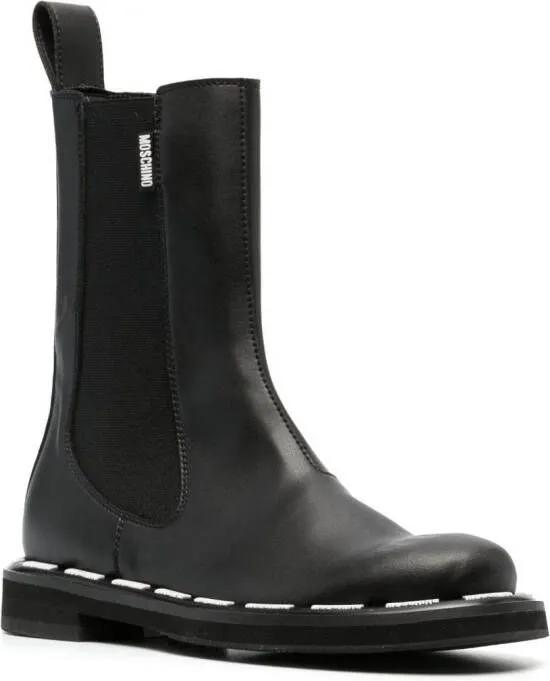 Moschino Logo-print Faux-leather Boots Black