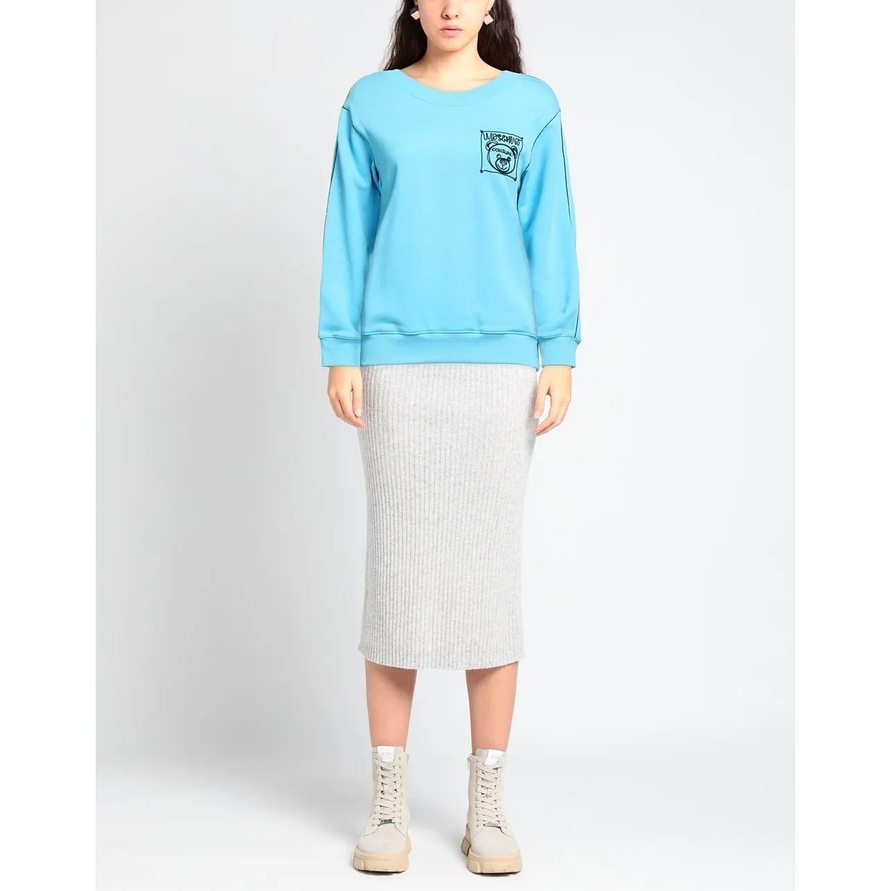 Moschino  |Long Sleeves Plain Cotton Logo Hoodies & Sweatshirts