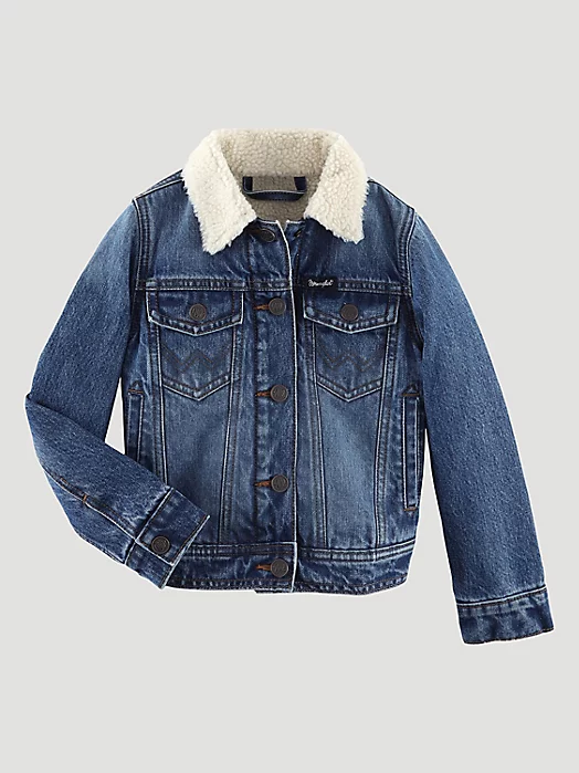 Lined Denim Trucker Jacket In Blue Denim