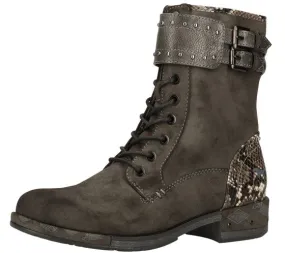 Anthracite Faux Leather Ankle Boots with Zipper