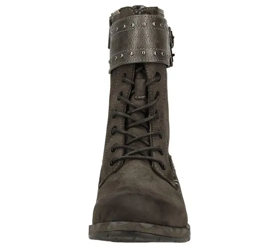 Anthracite Faux Leather Ankle Boots with Zipper