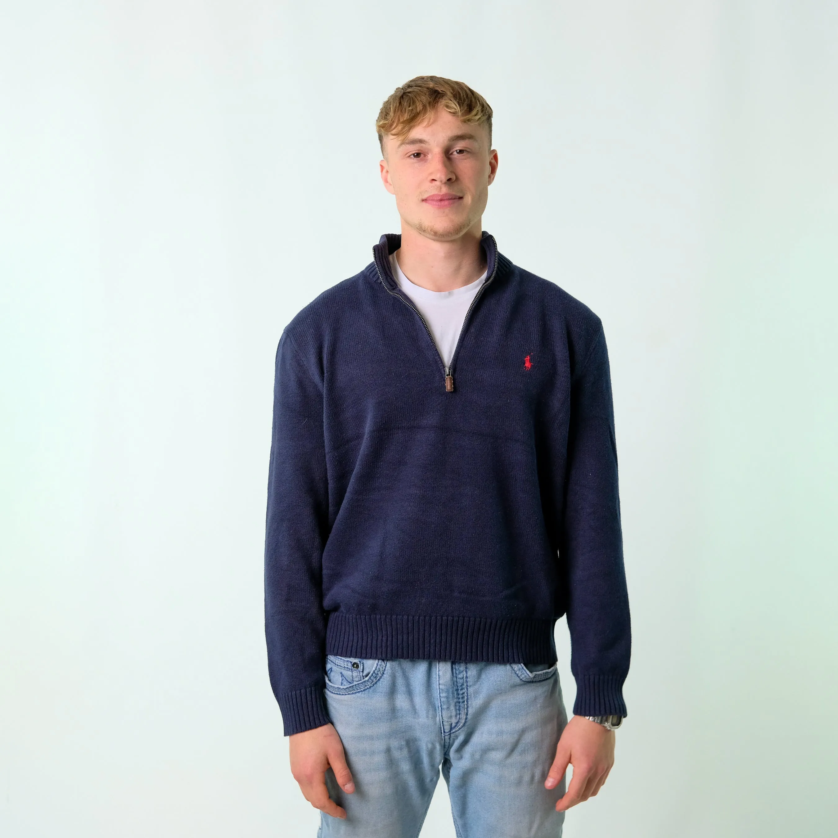 Navy Blue y2ks Polo Ralph Lauren Knit Sweatshirt (L)