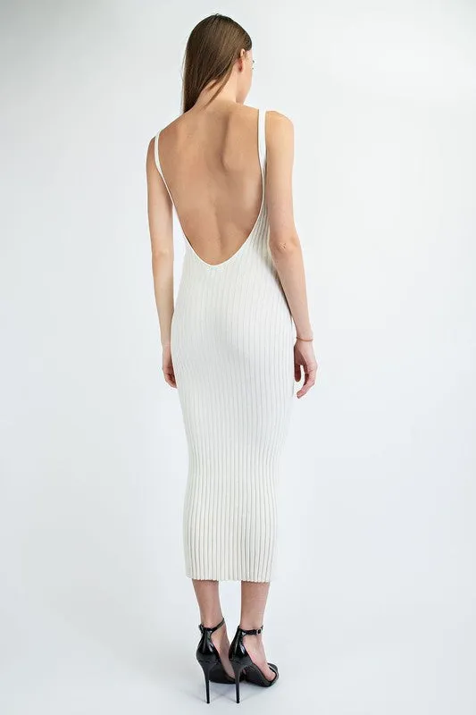 Open Back Rib Knit Bodycon Dress