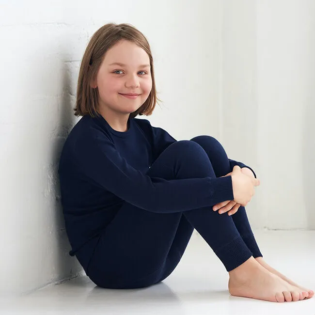 Organic Merino Wool Kids' Leggings in Blue