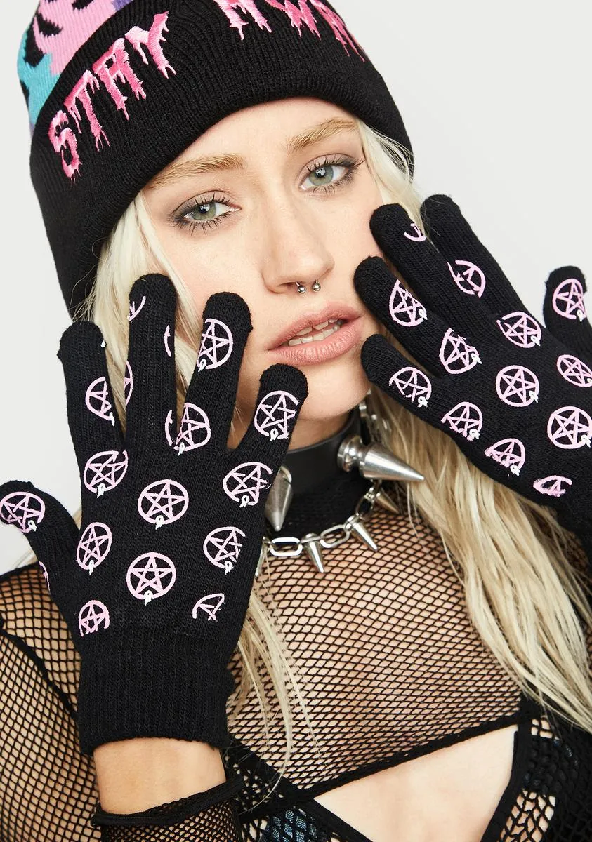 Pentagram Star Knit Gloves