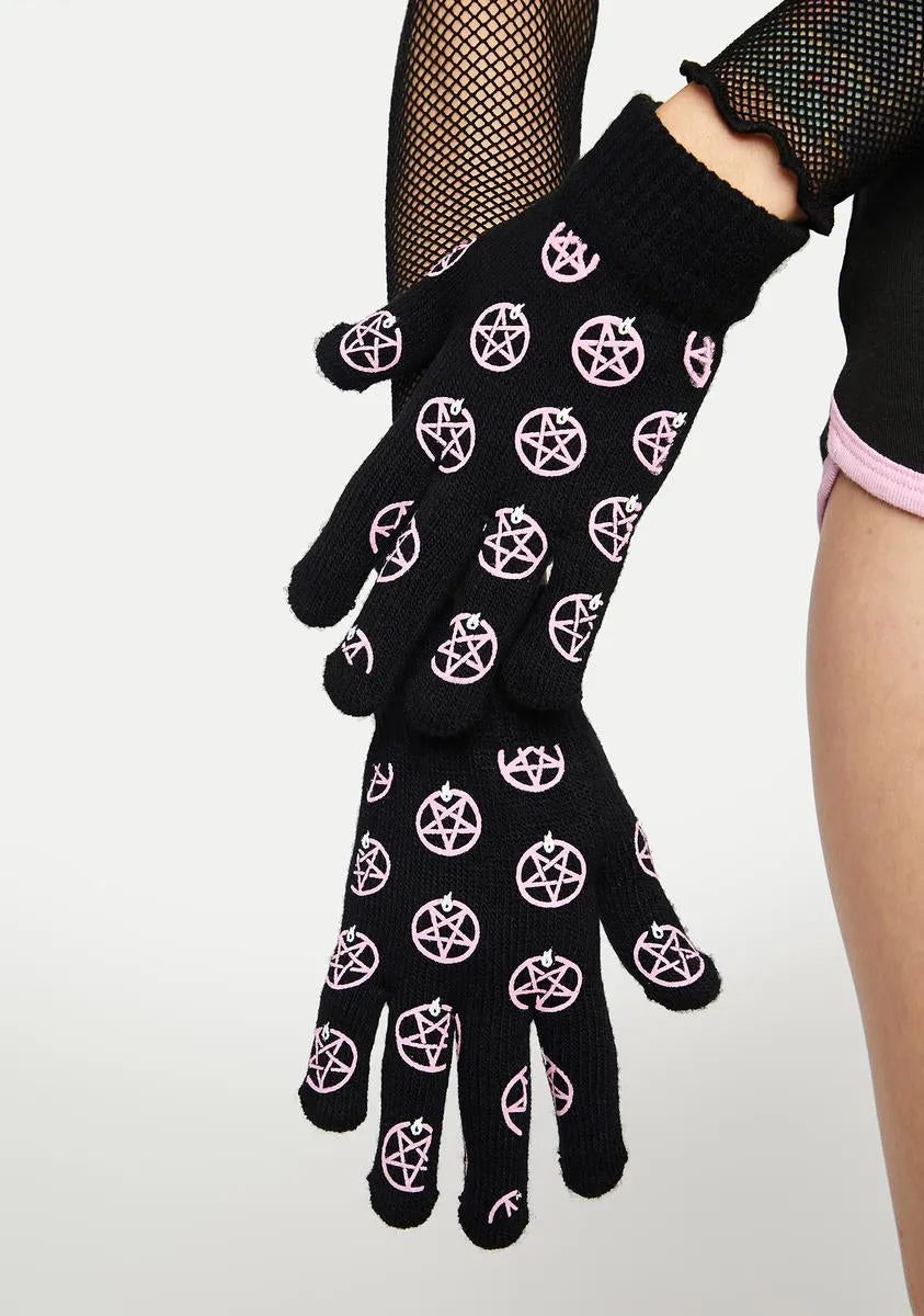 Pentagram Star Knit Gloves