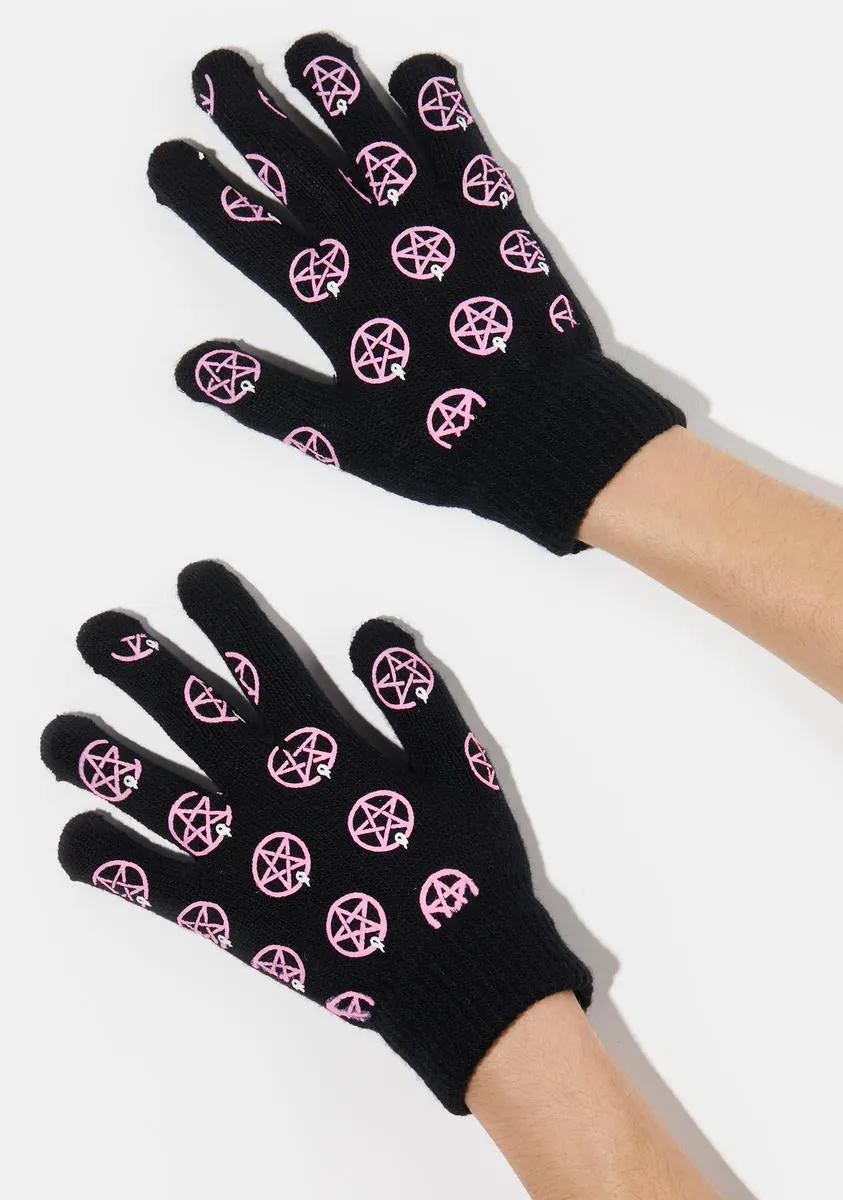 Pentagram Star Knit Gloves