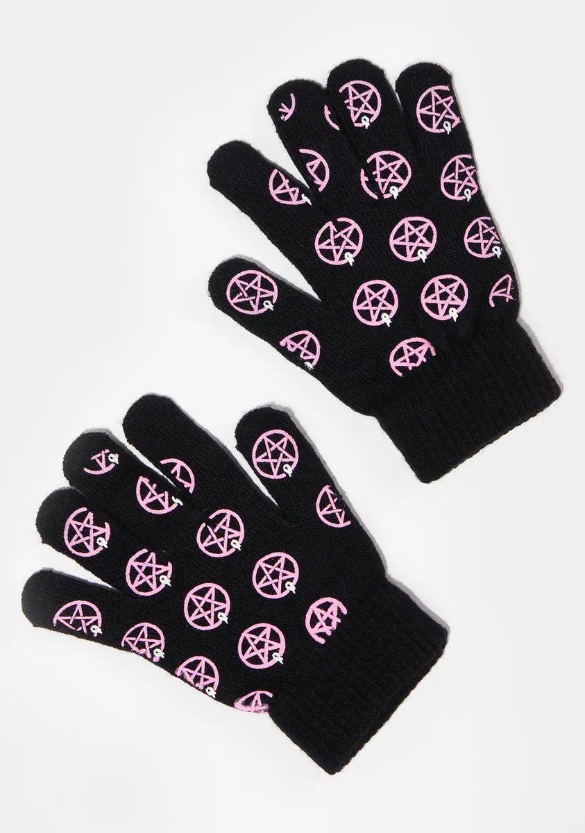 Pentagram Star Knit Gloves