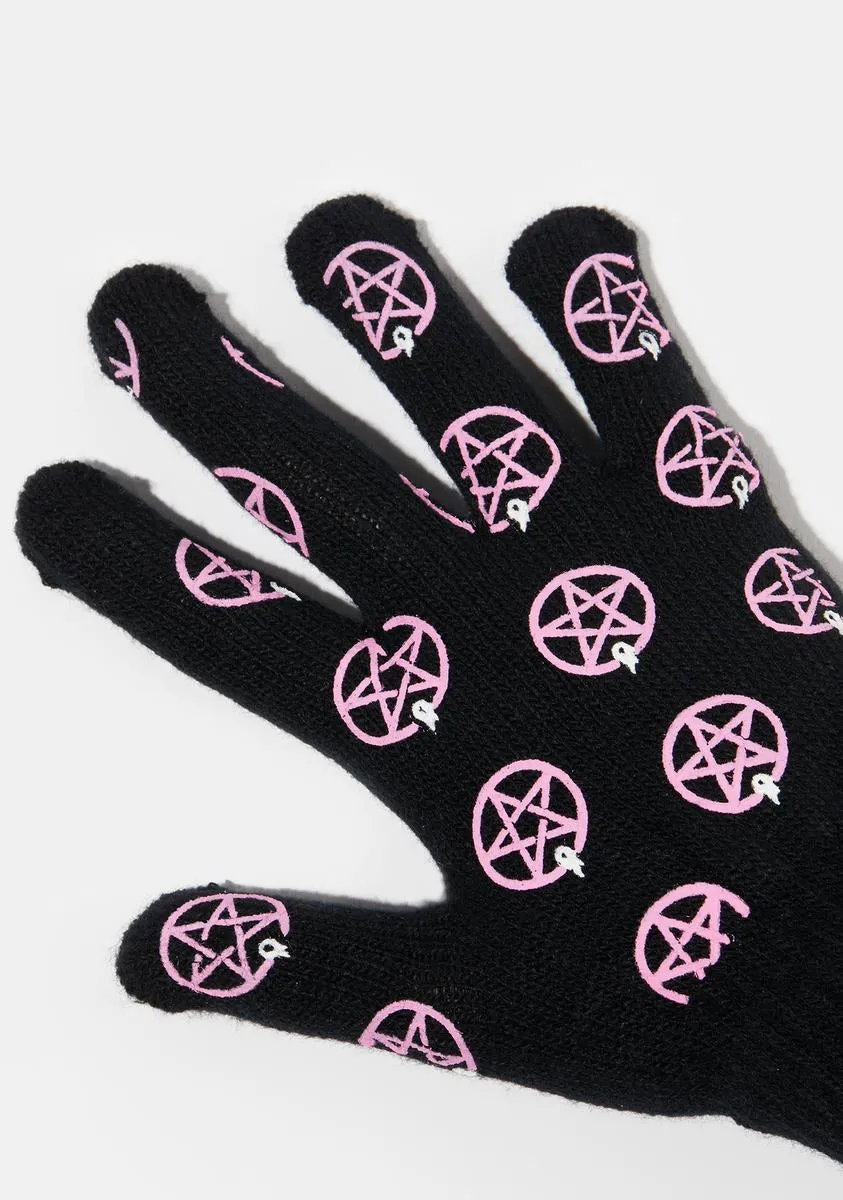 Pentagram Star Knit Gloves