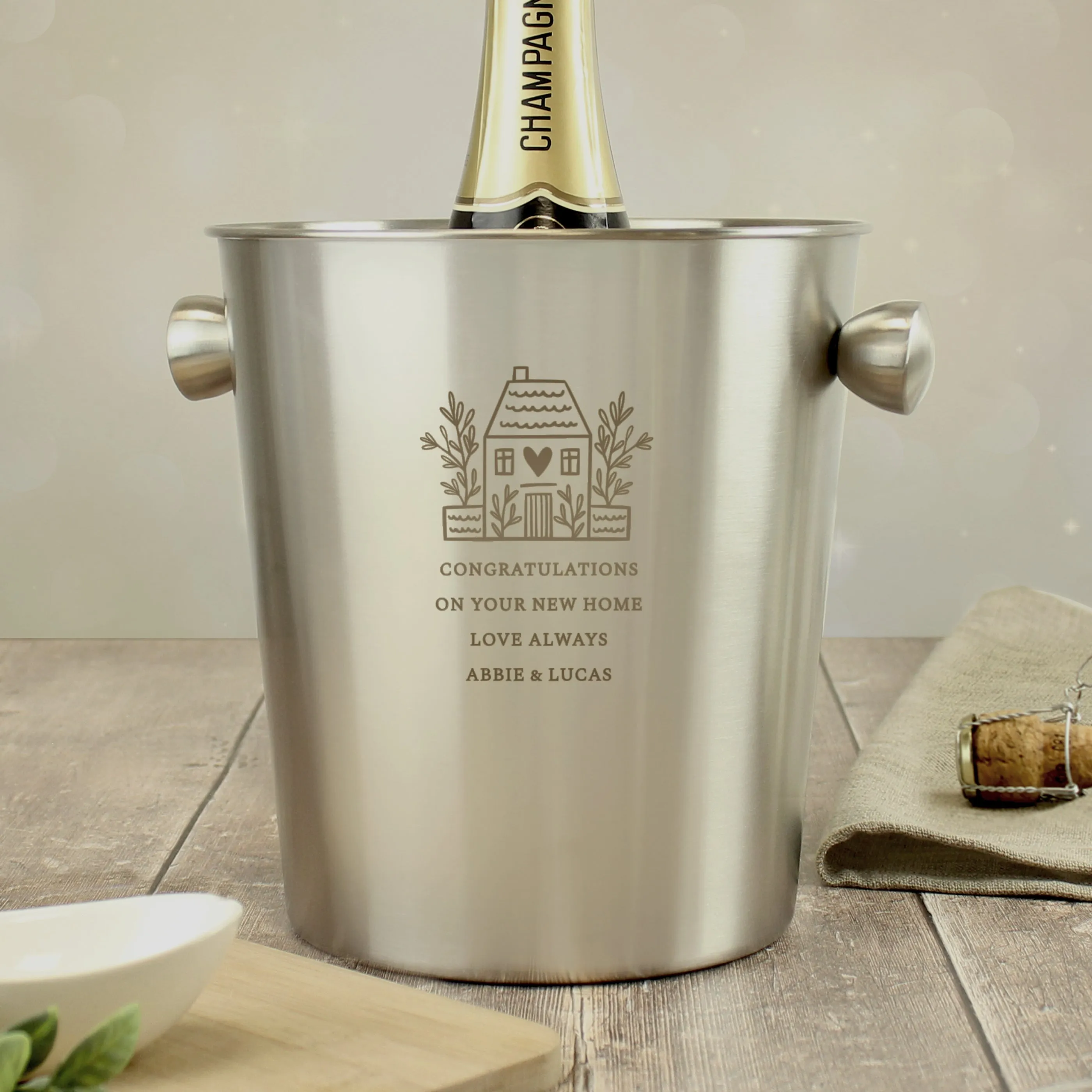 Personalized Stainless Steel Ice Bucket for Home