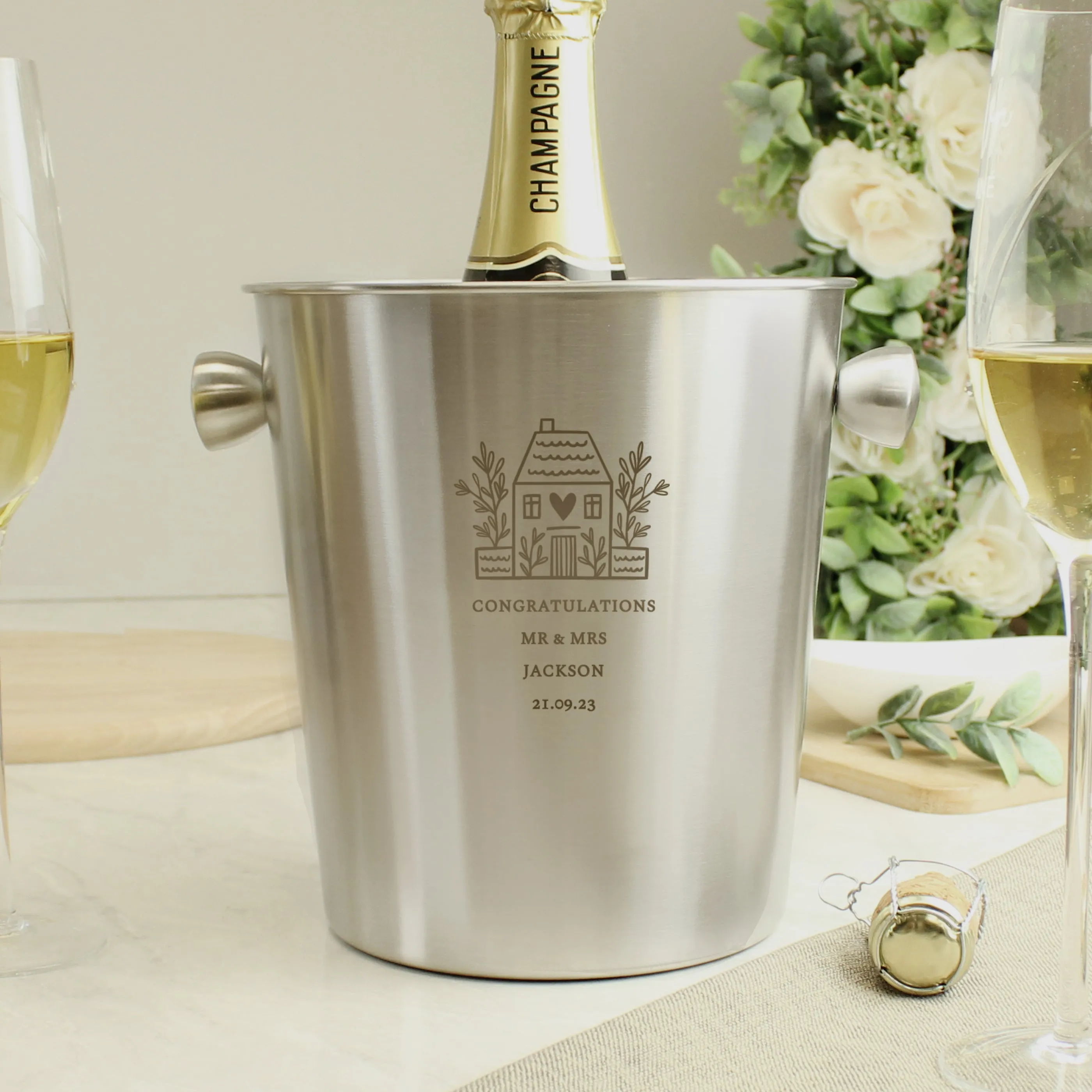 Personalized Stainless Steel Ice Bucket for Home