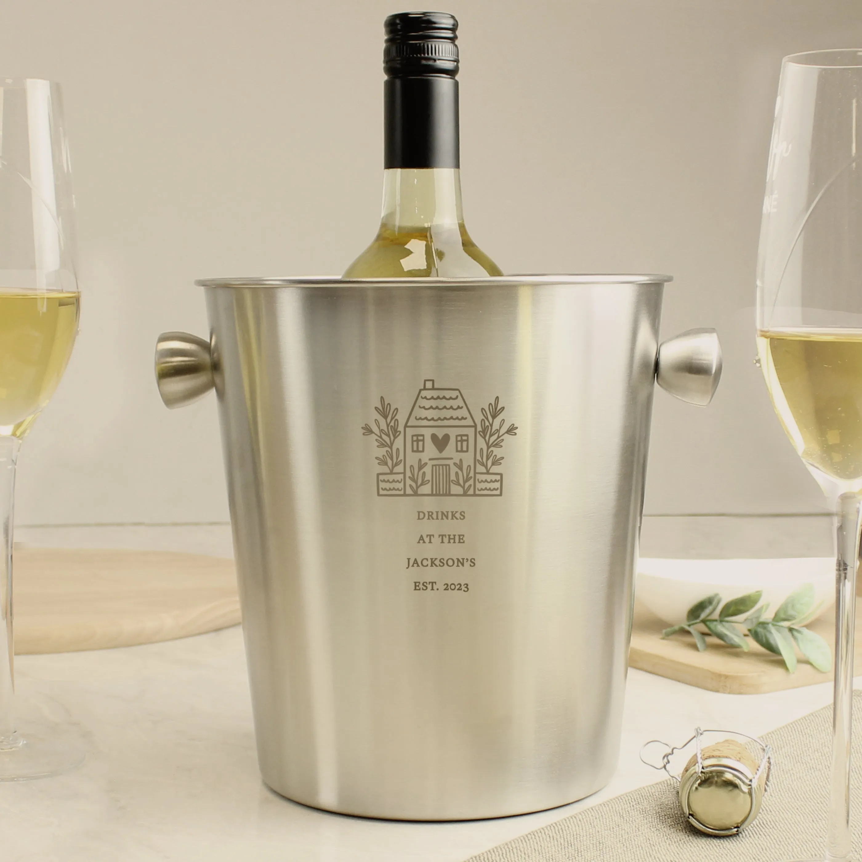 Personalized Stainless Steel Ice Bucket for Home