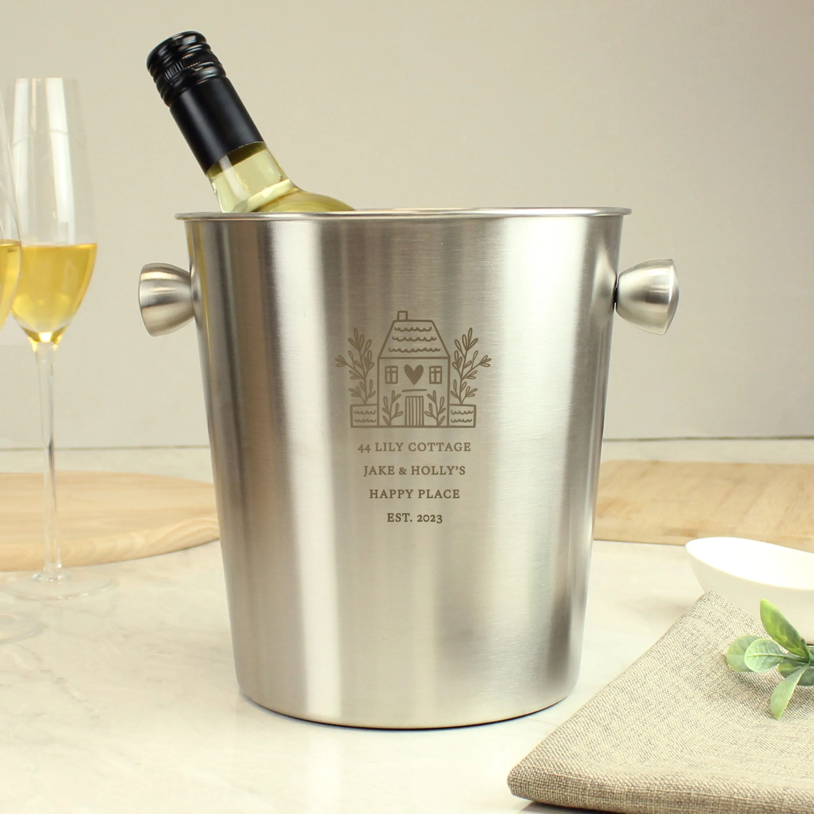 Personalized Stainless Steel Ice Bucket for Home