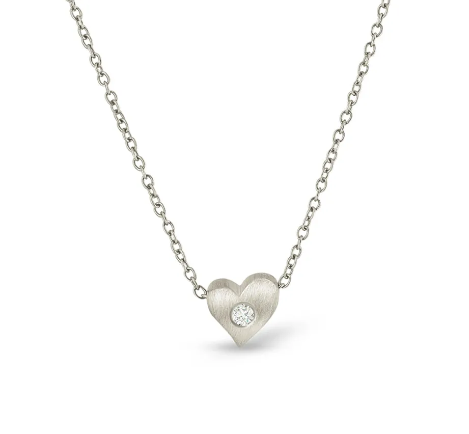 Small Diamond Heart Pendant Necklace