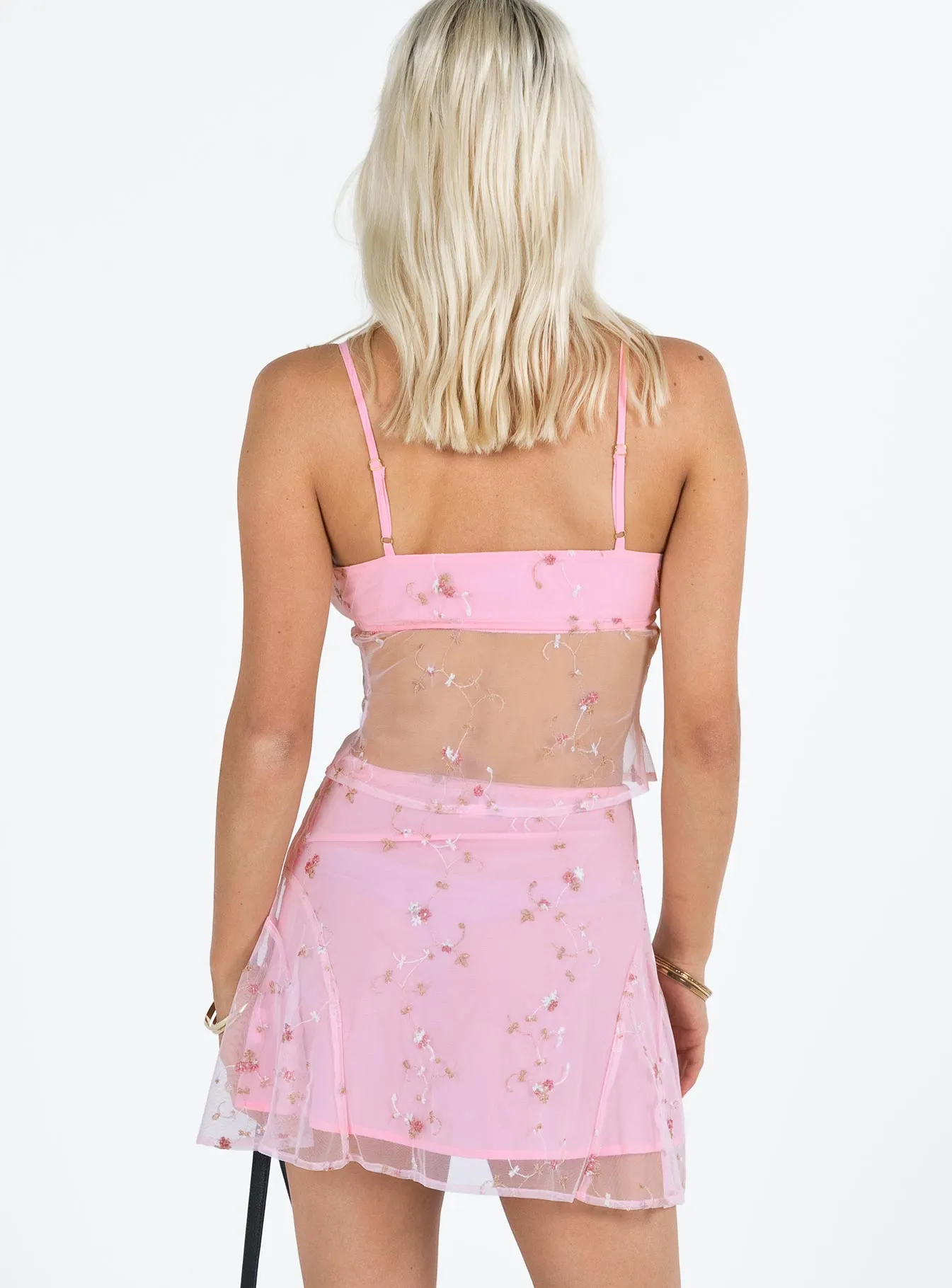 Pink Floral Rosen Mini Skirt