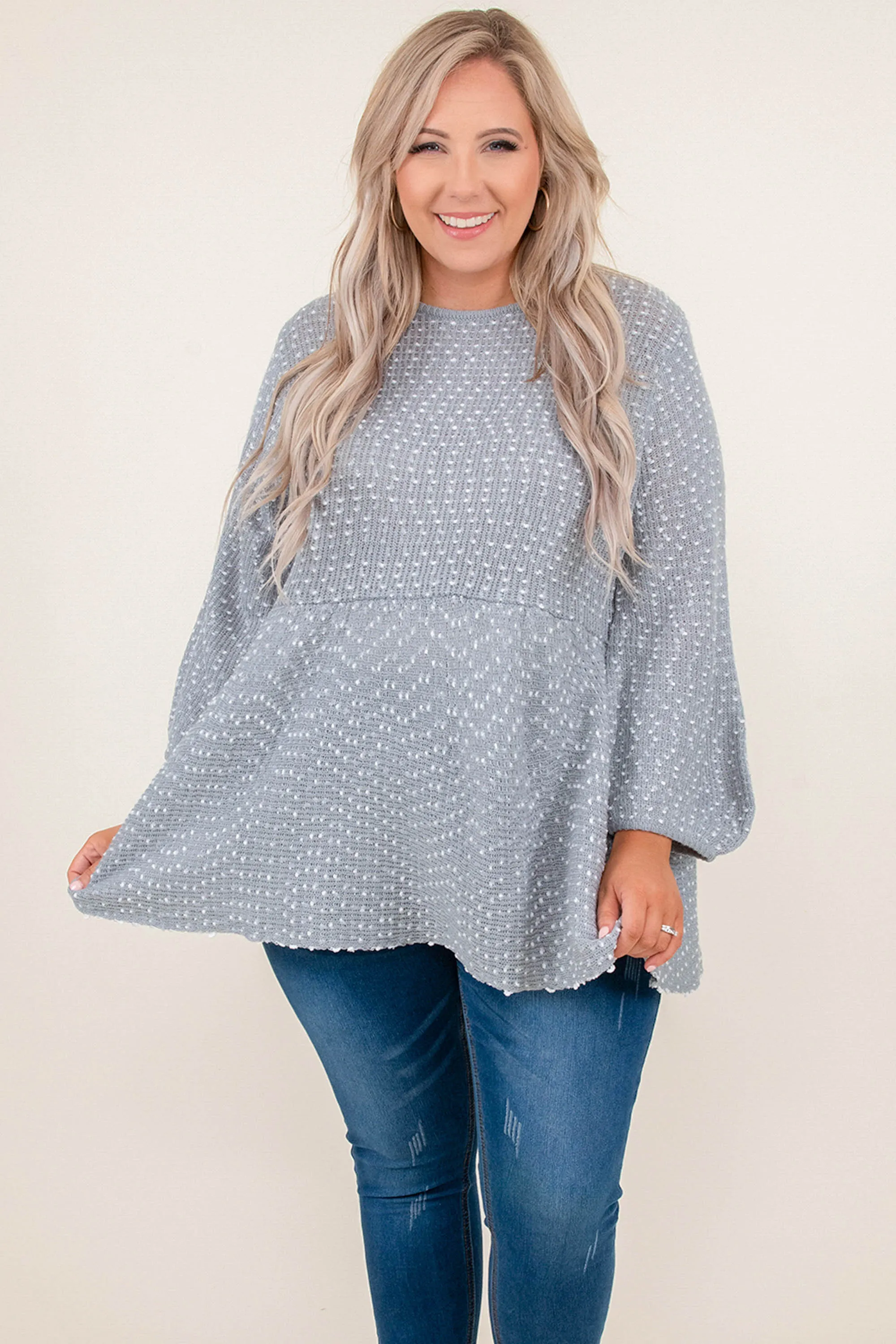 Grey Polka Dot Top