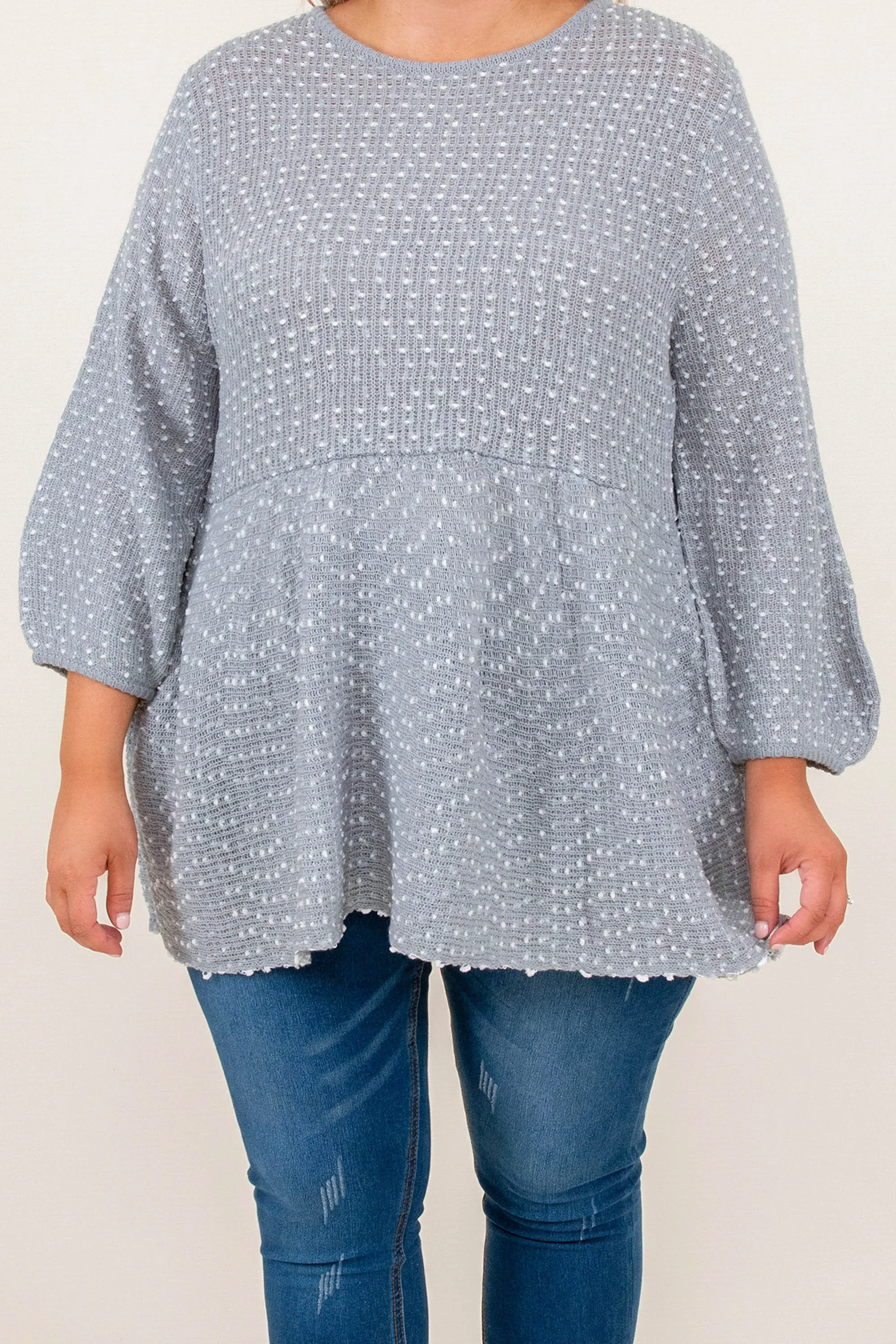 Grey Polka Dot Top