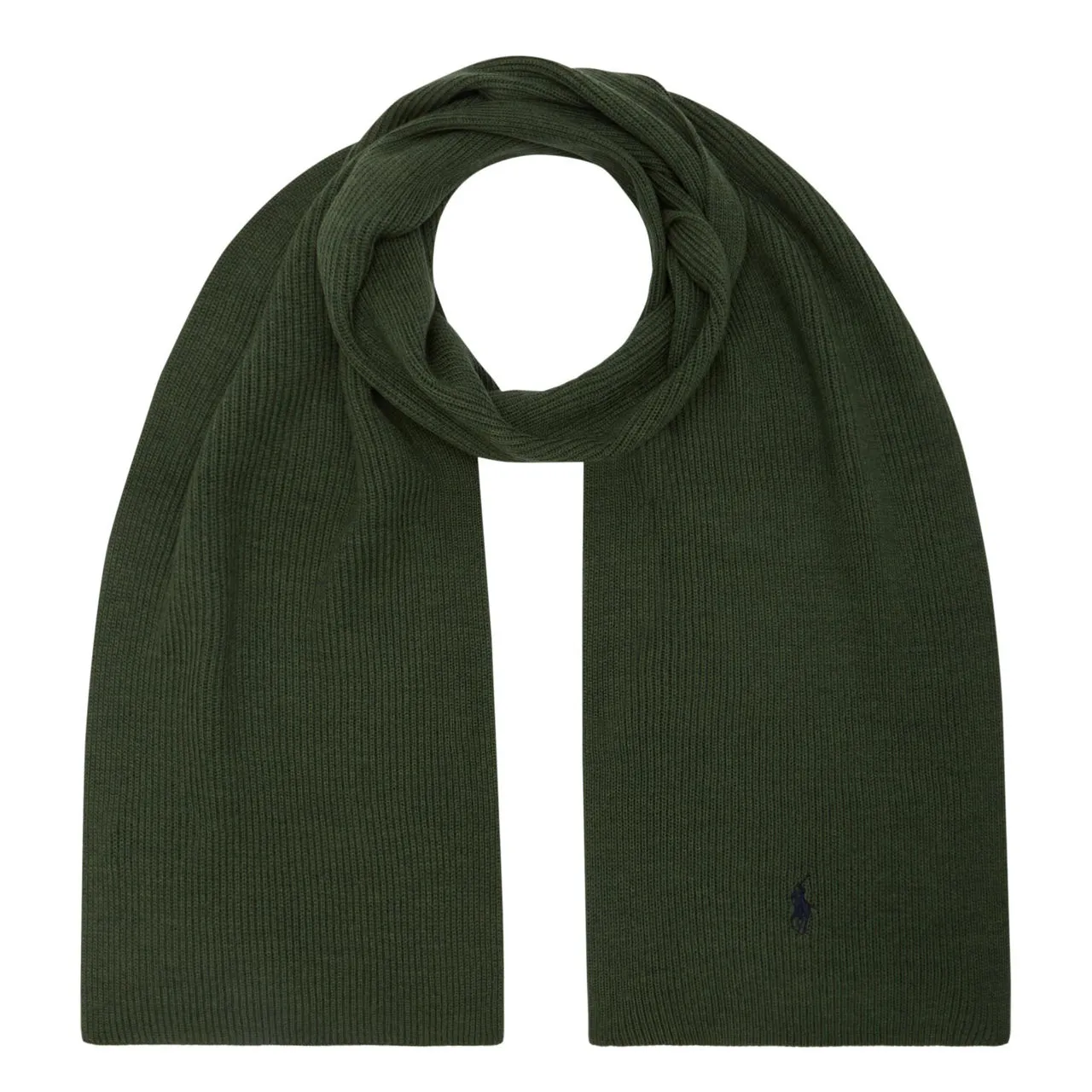 POLO RALPH LAUREN Logo Ribbed Scarf - Classic Olive heather