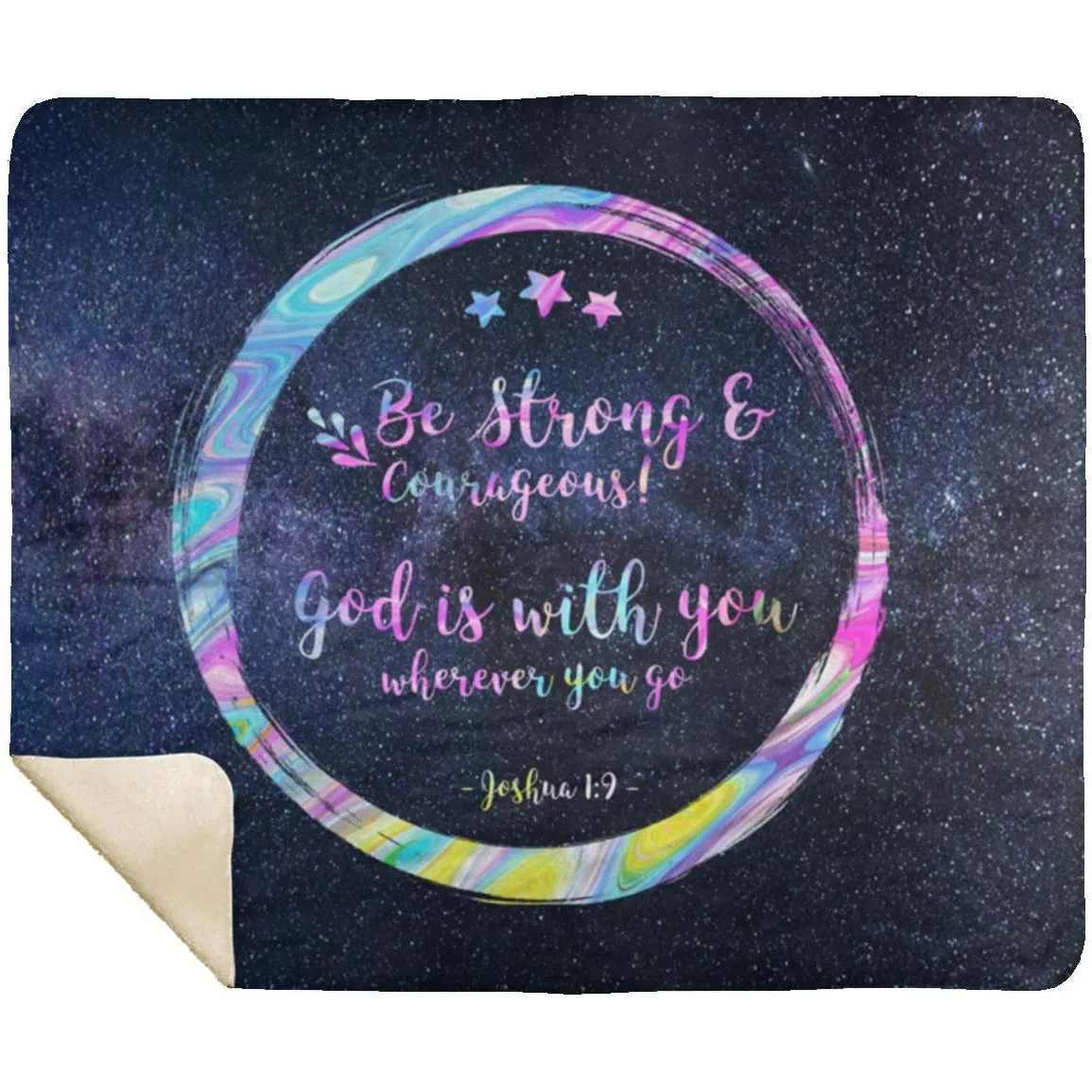 Inspiring Mink Sherpa Blanket - Joshua 1:9 Bible Verse Design