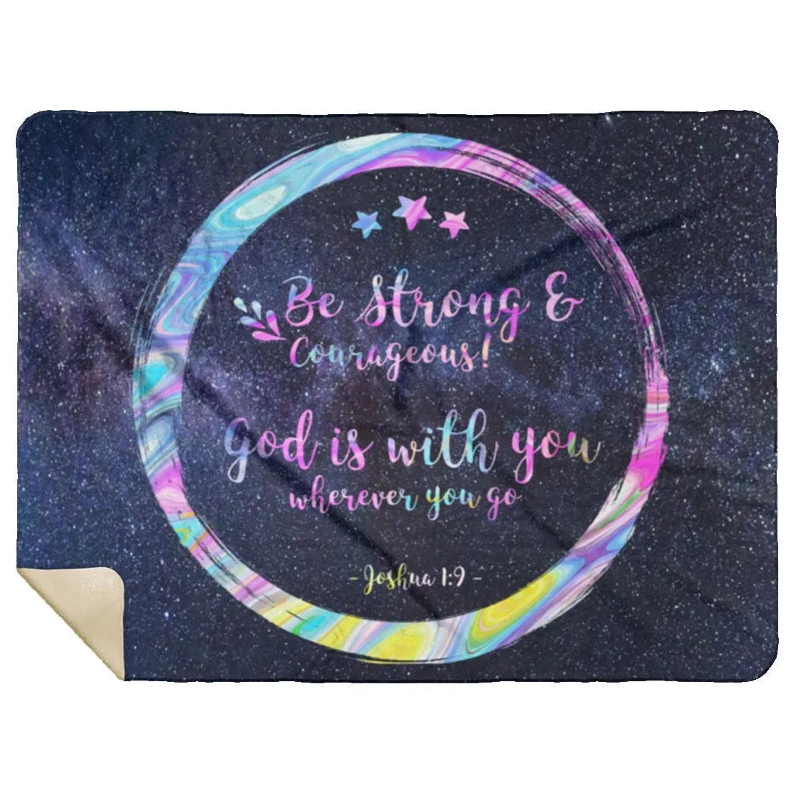 Inspiring Mink Sherpa Blanket - Joshua 1:9 Bible Verse Design