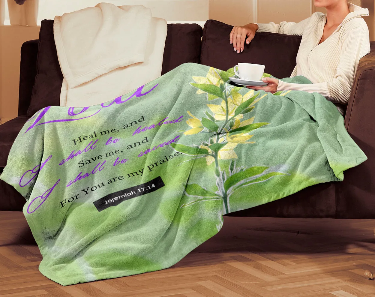 Healing Sherpa Mink Blanket - Jeremiah 17:14 Verse Design