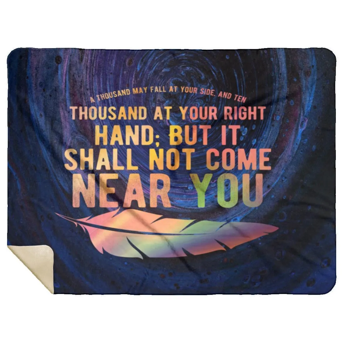 Premium Mink Sherpa Blanket - Psalm 91:7 Quote - Design 4