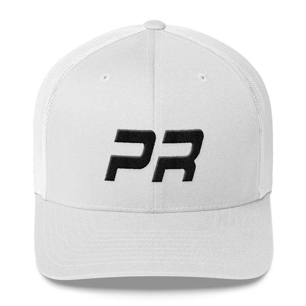 Puerto Rico Mesh Back Trucker Cap with Black Embroidery - PR