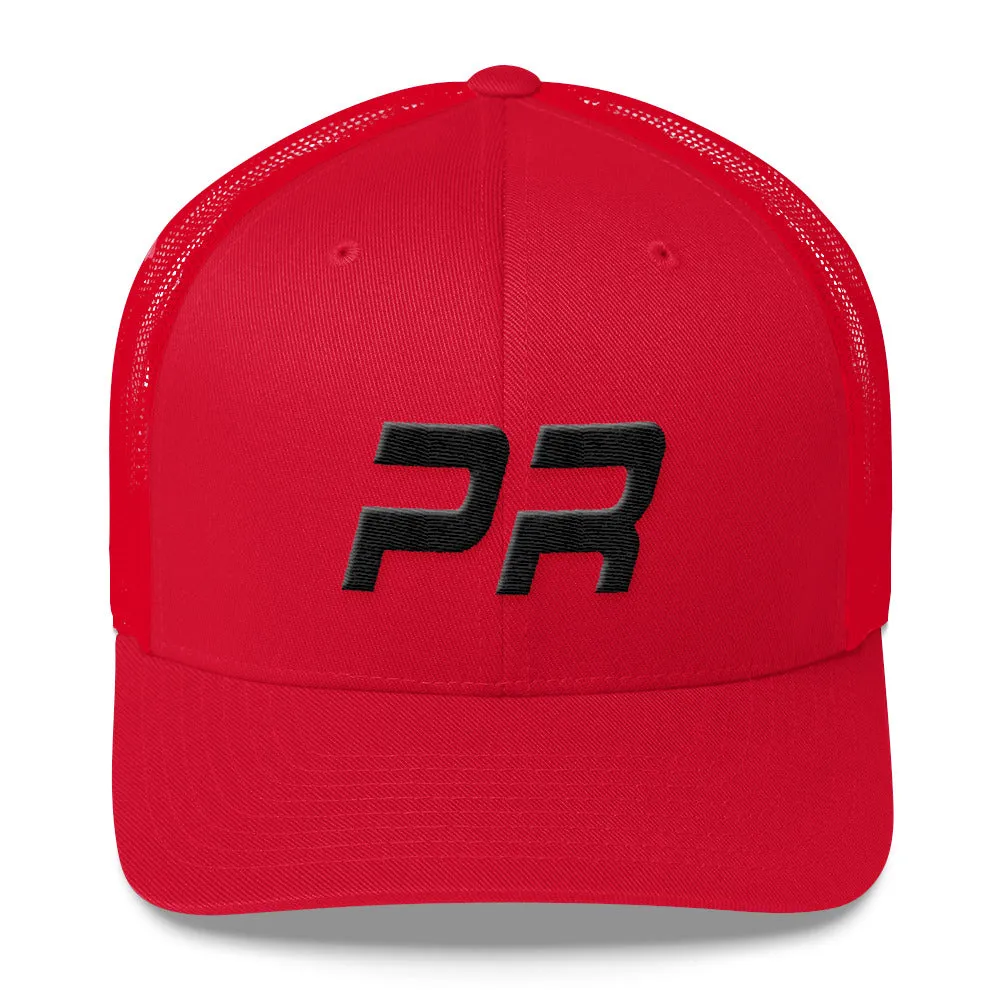 Puerto Rico Mesh Back Trucker Cap with Black Embroidery - PR