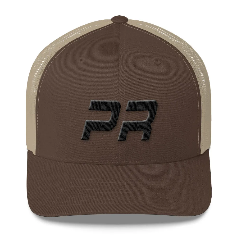 Puerto Rico Mesh Back Trucker Cap with Black Embroidery - PR