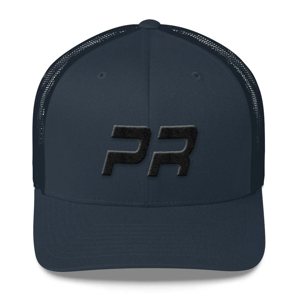 Puerto Rico Mesh Back Trucker Cap with Black Embroidery - PR