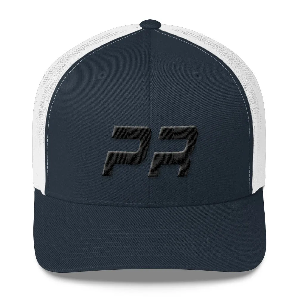 Puerto Rico Mesh Back Trucker Cap with Black Embroidery - PR