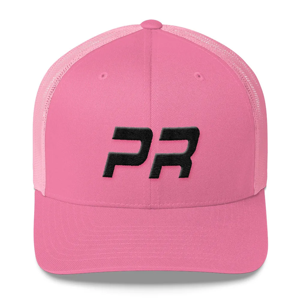 Puerto Rico Mesh Back Trucker Cap with Black Embroidery - PR