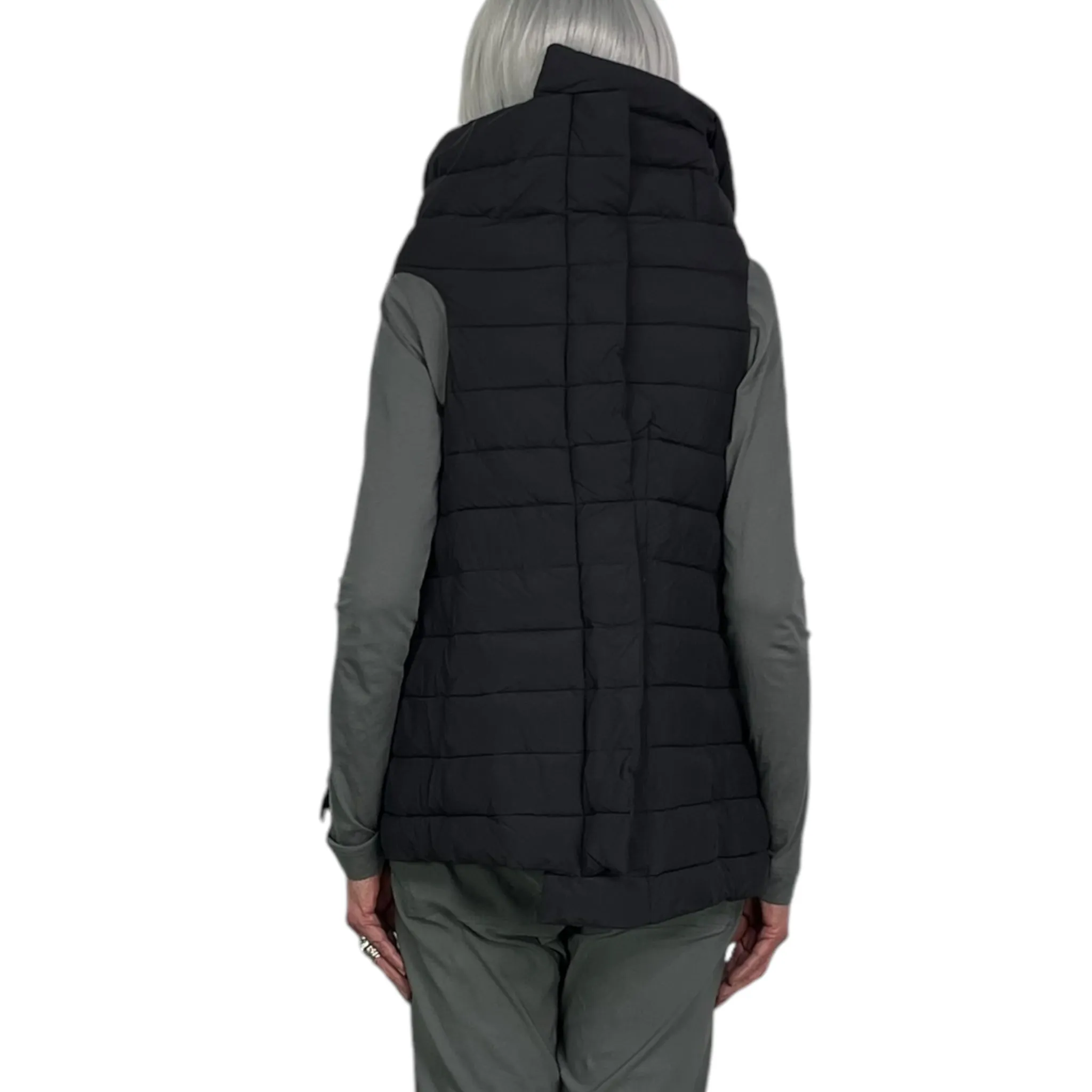 Quilted Puffer Vest with Asymmetric Design