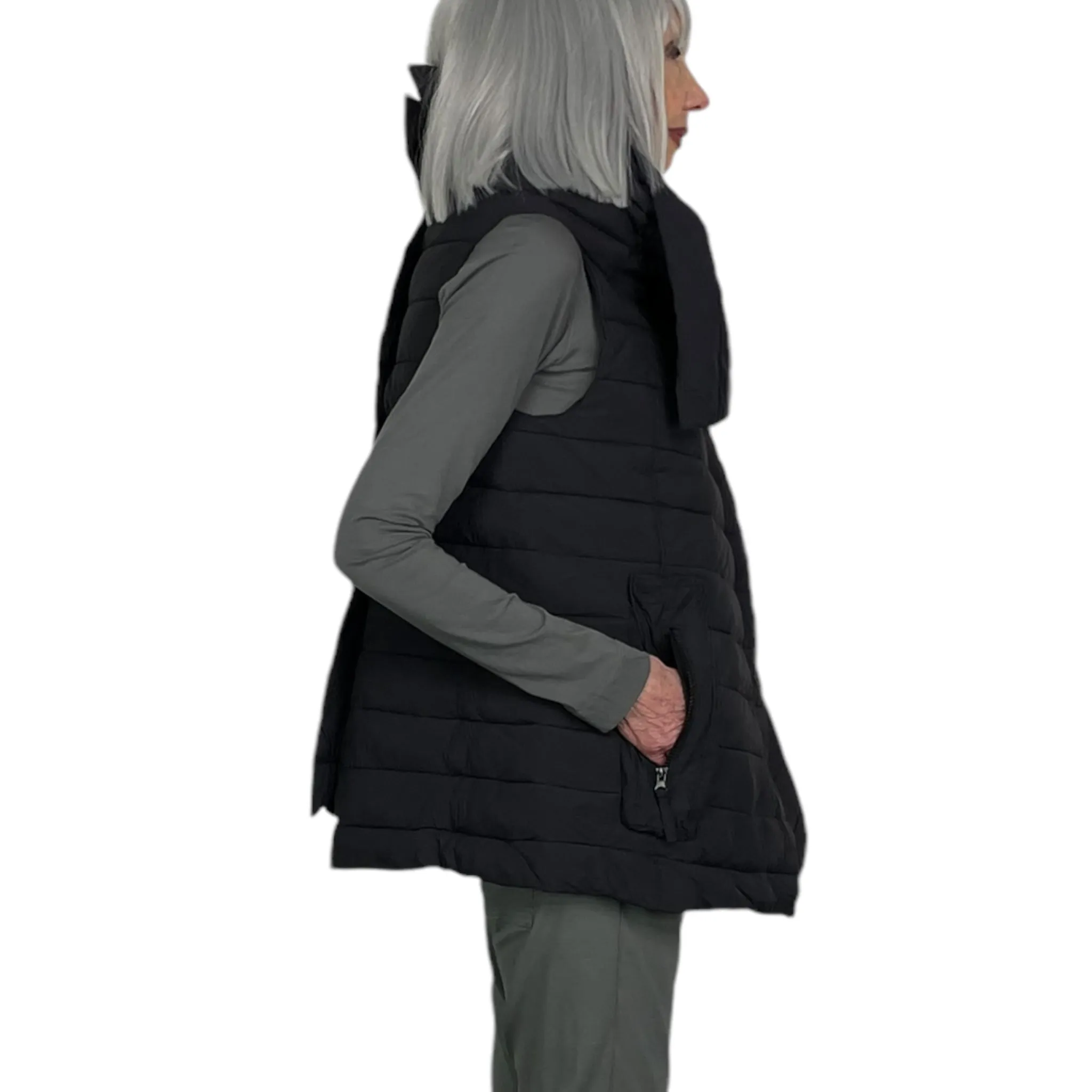 Quilted Puffer Vest with Asymmetric Design