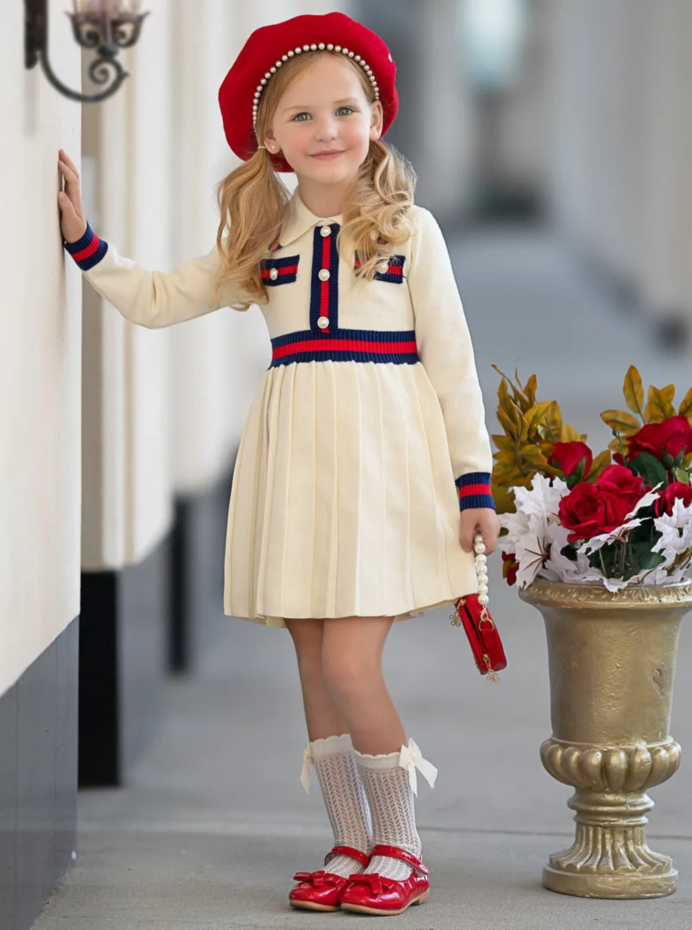 Ready and Preppy Knit Sweater Dress