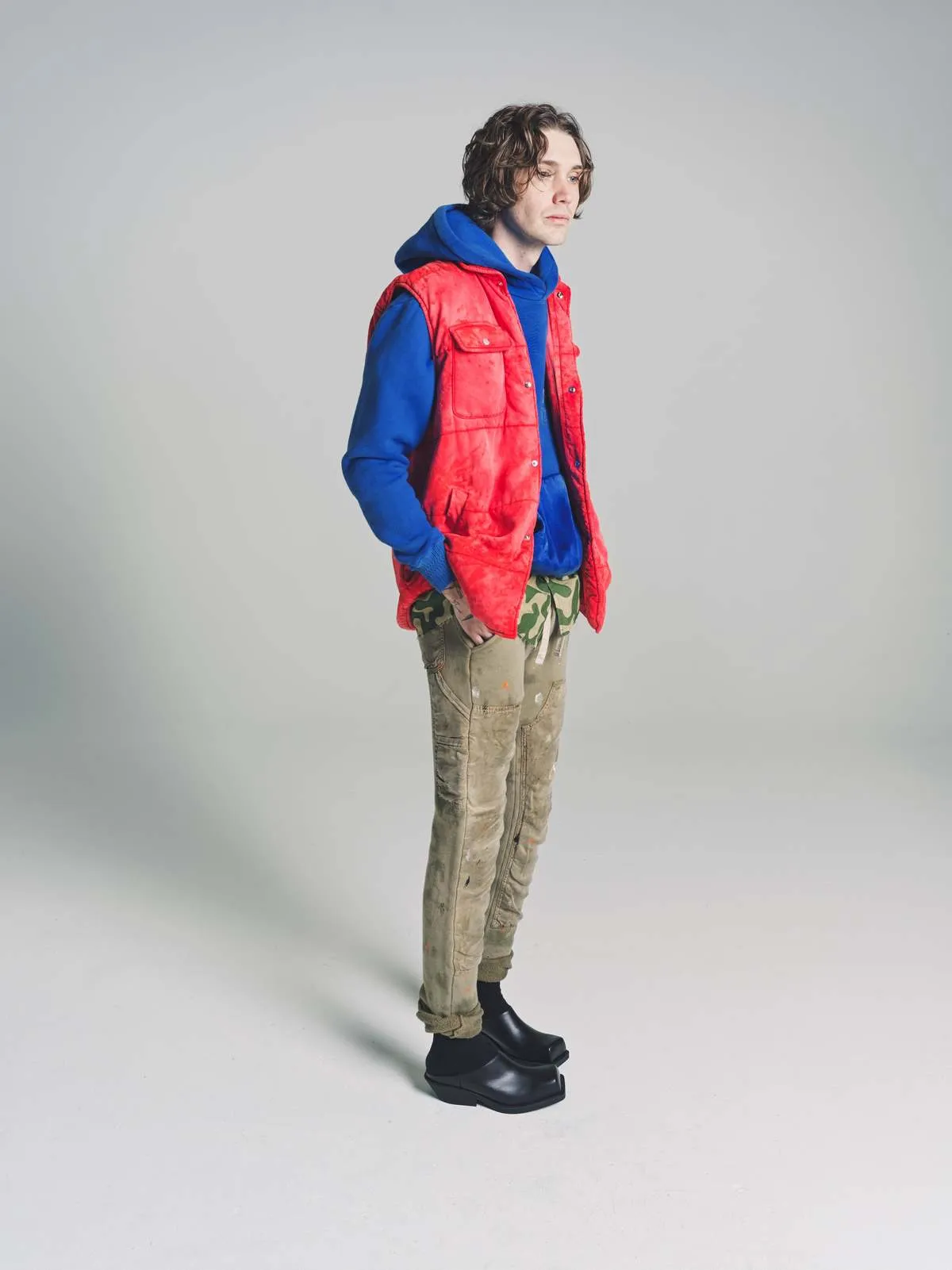 Red Cotton Puffer Vest