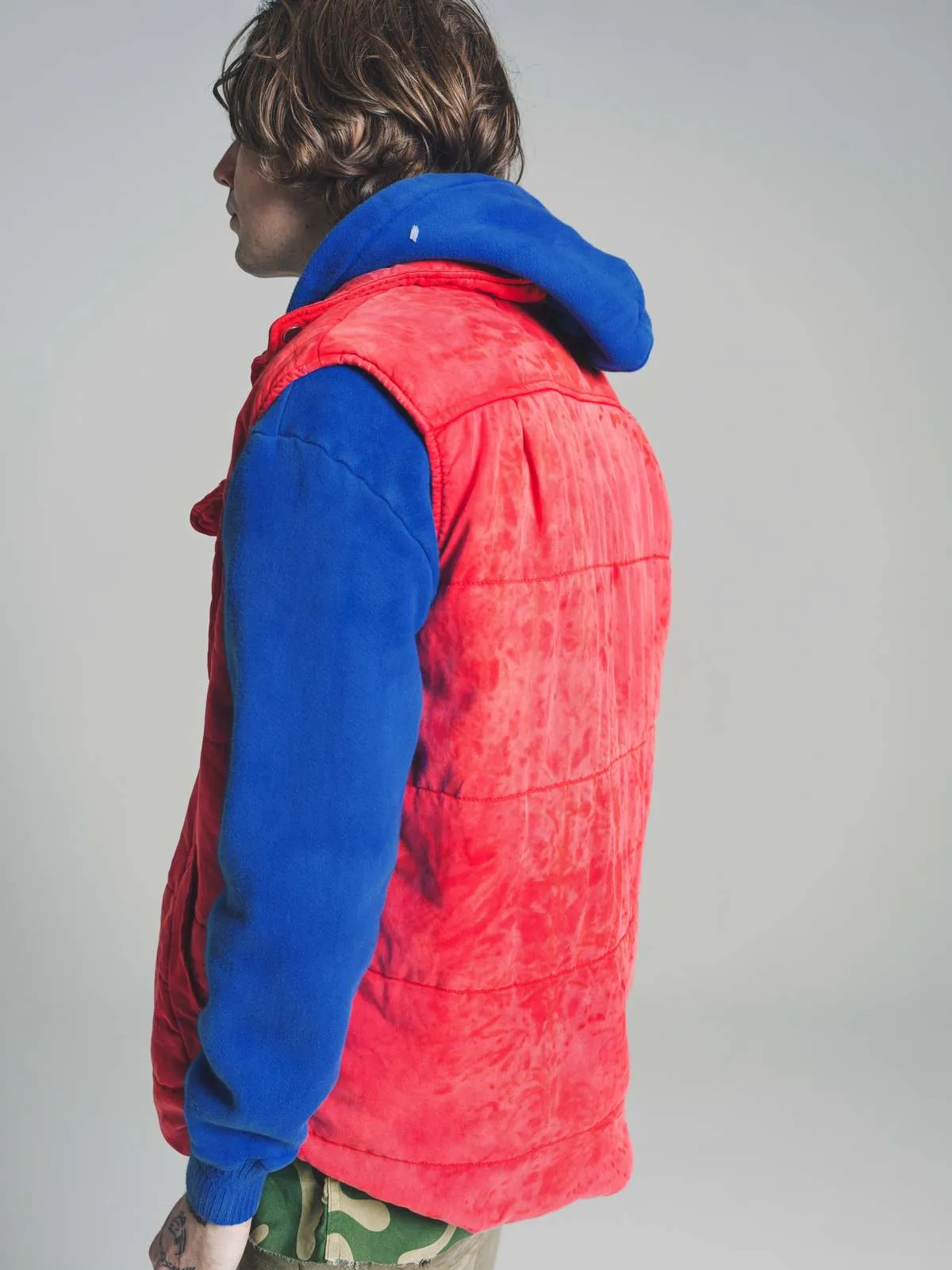 Red Cotton Puffer Vest