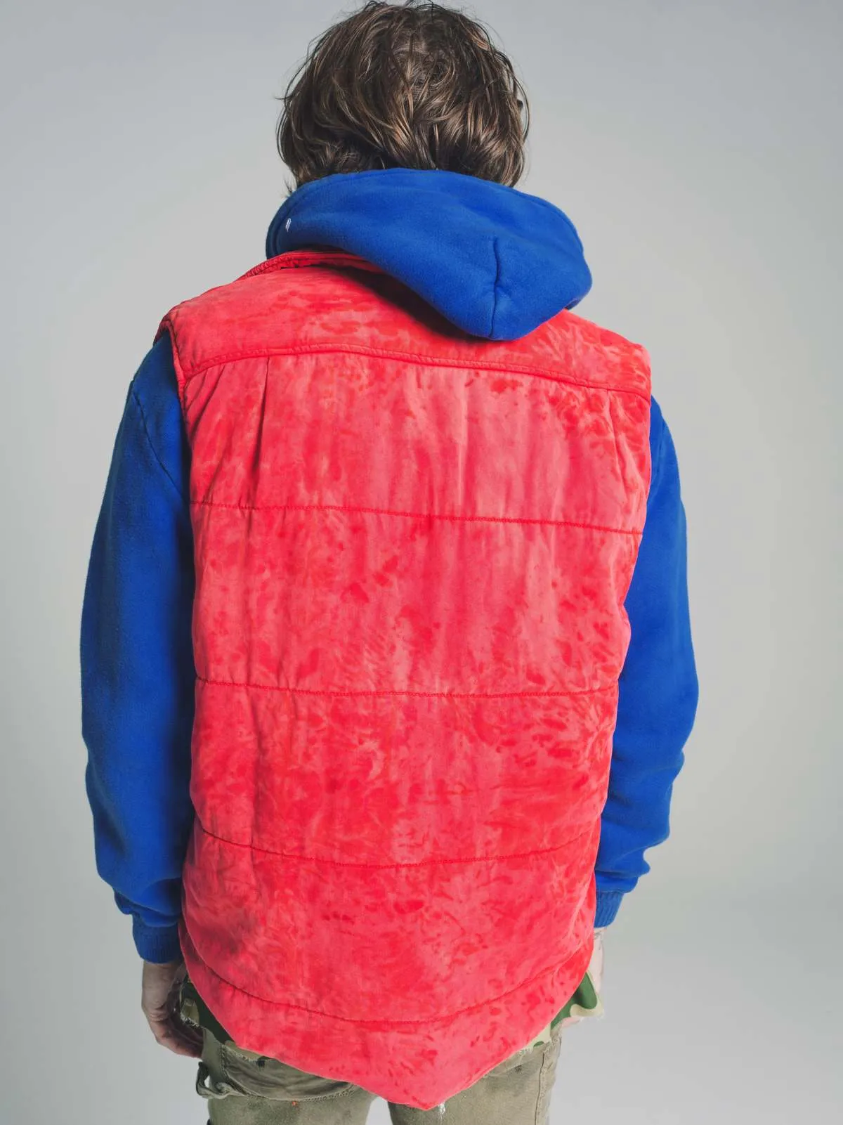 Red Cotton Puffer Vest