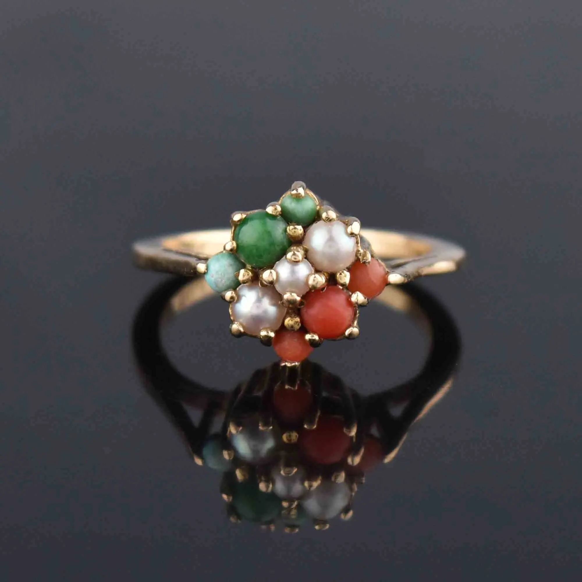 14K Gold Pearl Cluster Ring