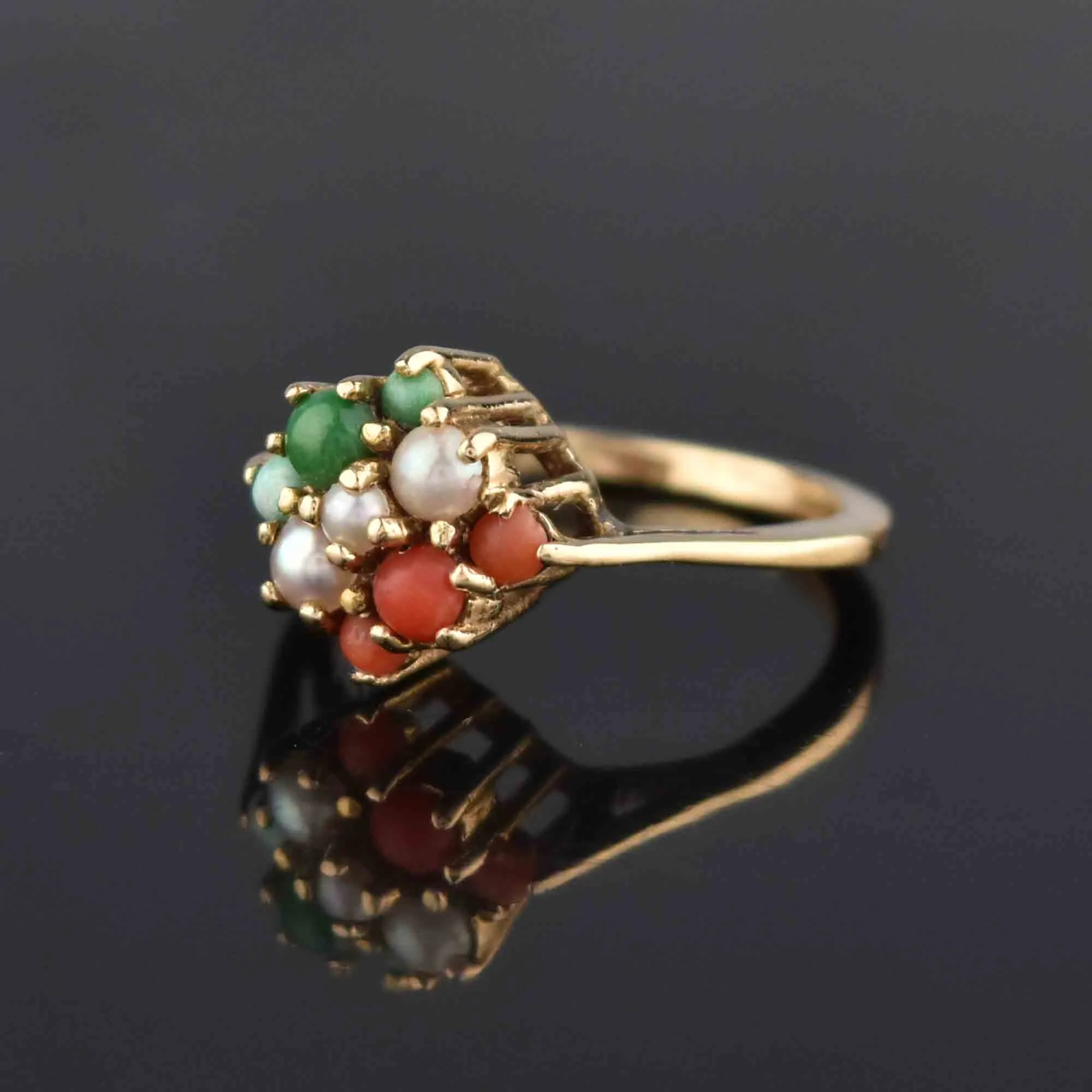 14K Gold Pearl Cluster Ring