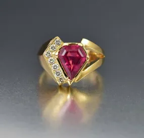 Gold Diamond Pink Tourmaline Ring