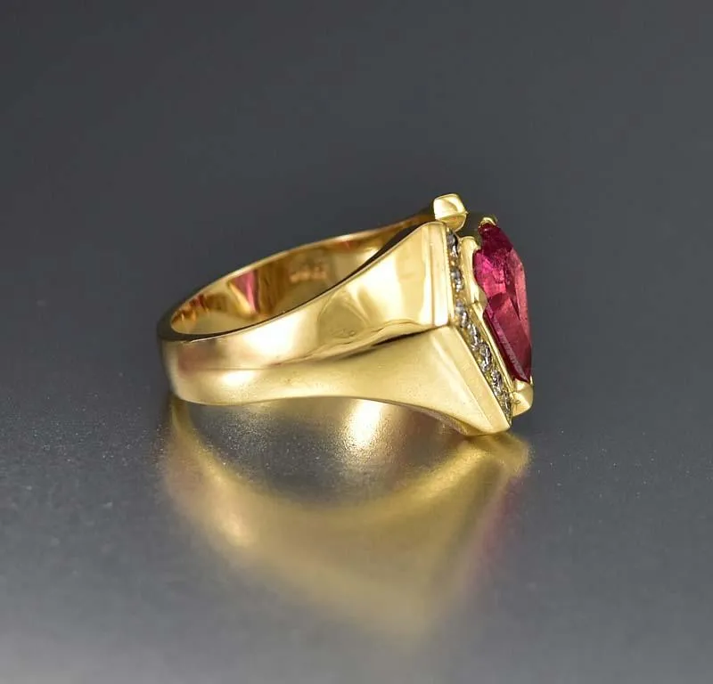 Gold Diamond Pink Tourmaline Ring