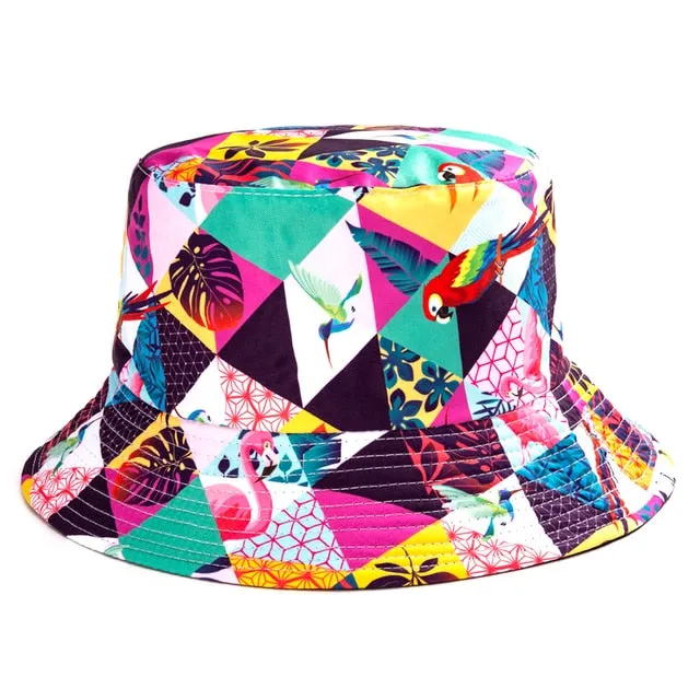 Reversible Summer Print Bucket Hat for Women - Travel-ready Bucket Hat