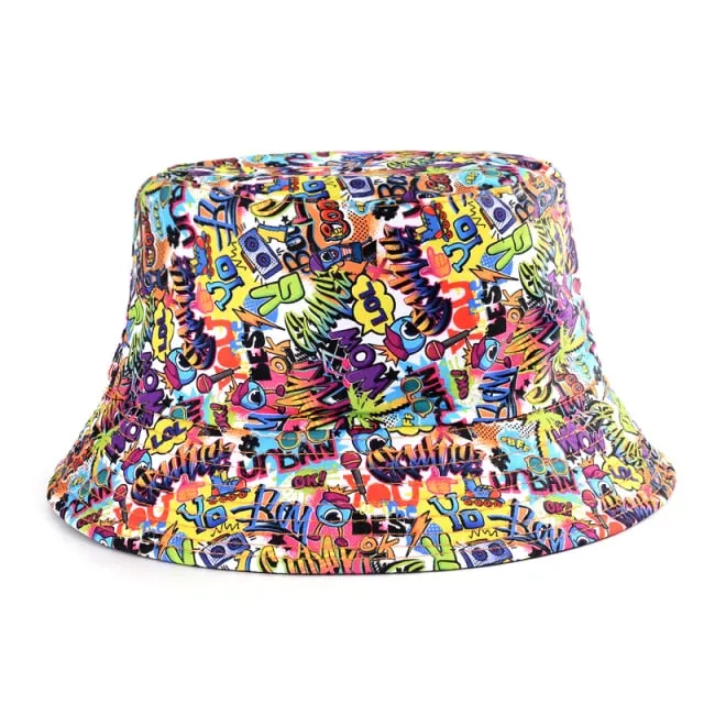 Reversible Summer Print Bucket Hat for Women - Travel-ready Bucket Hat