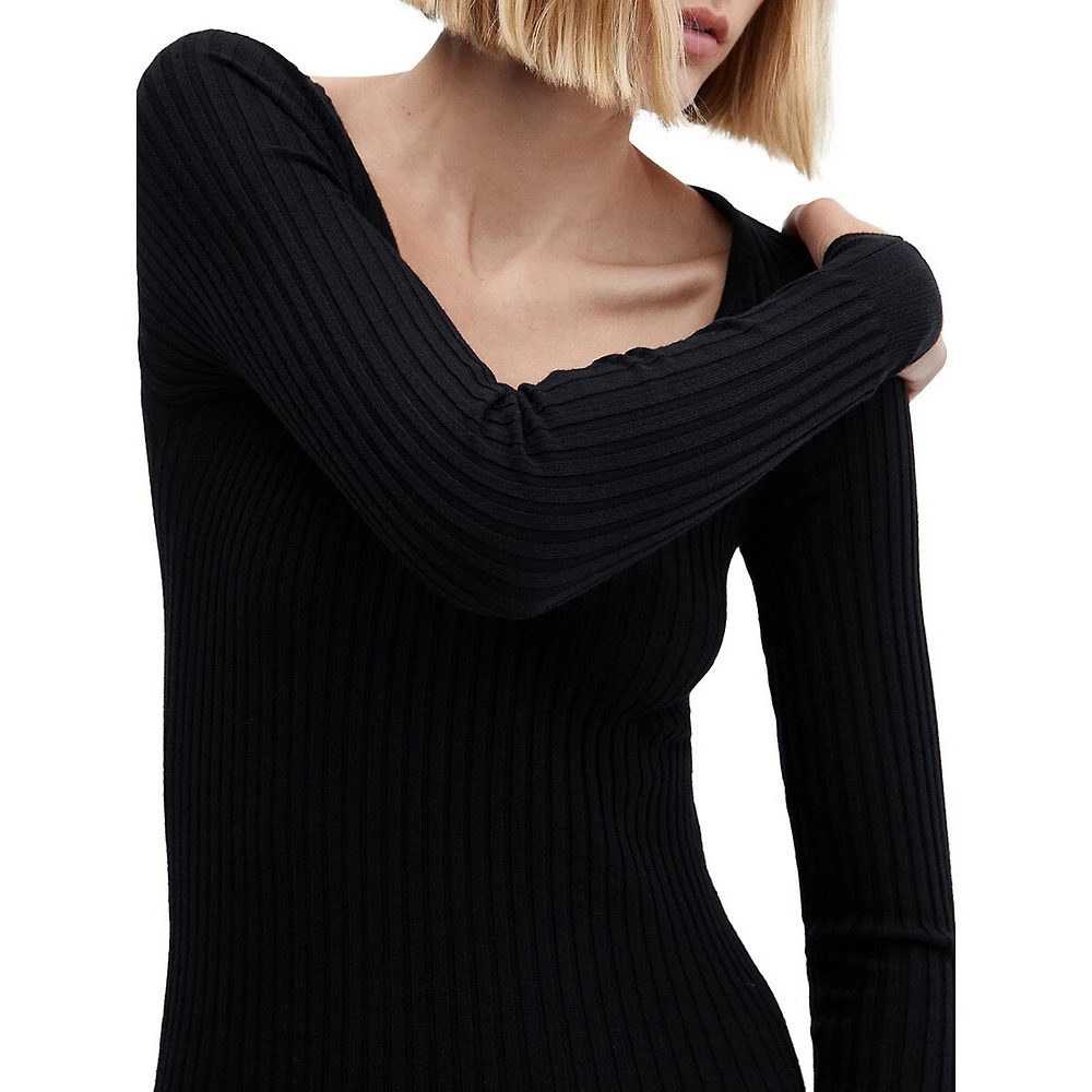 Rib-Knit Sweater Dress by Mango