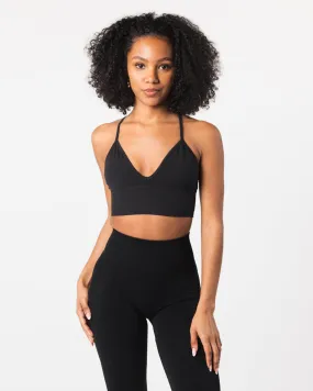 Black Seamless Ribbed Bra