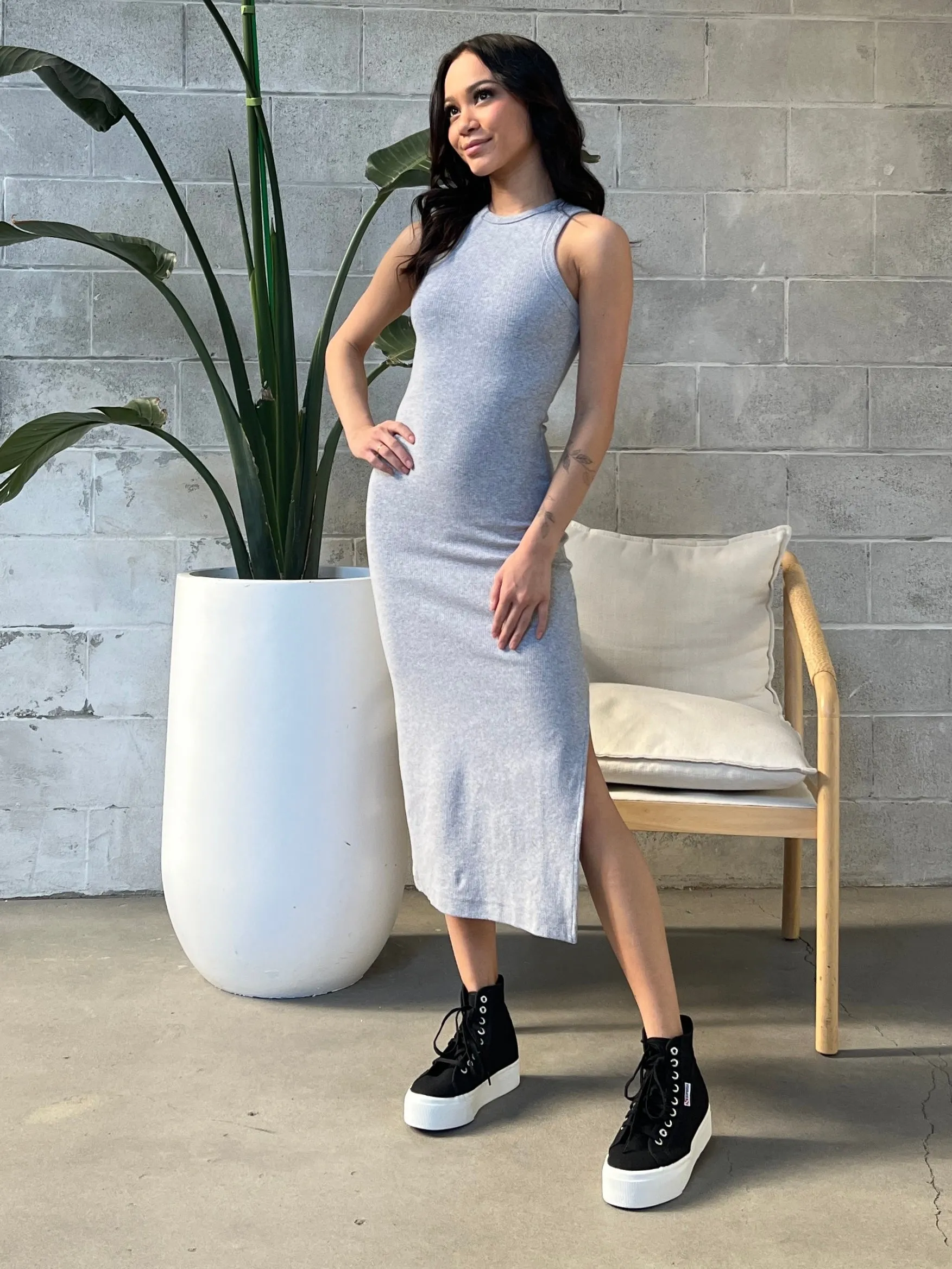 Halter Style Ribbed Dress